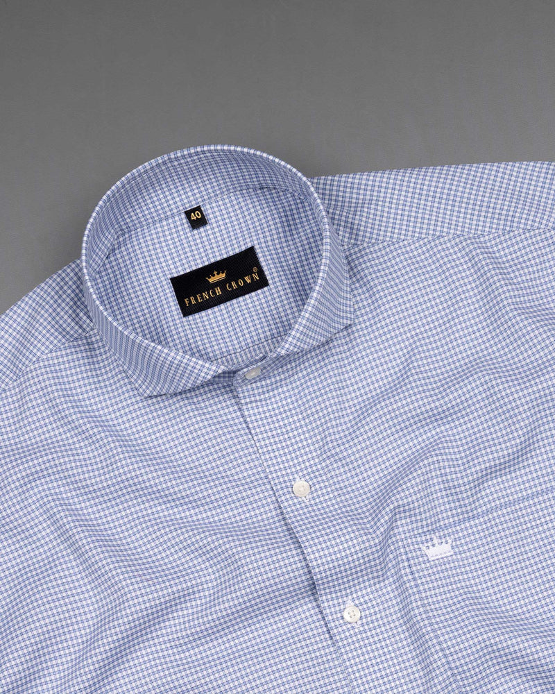 White and Wistful Blue Checkered Premium Cotton Shirt