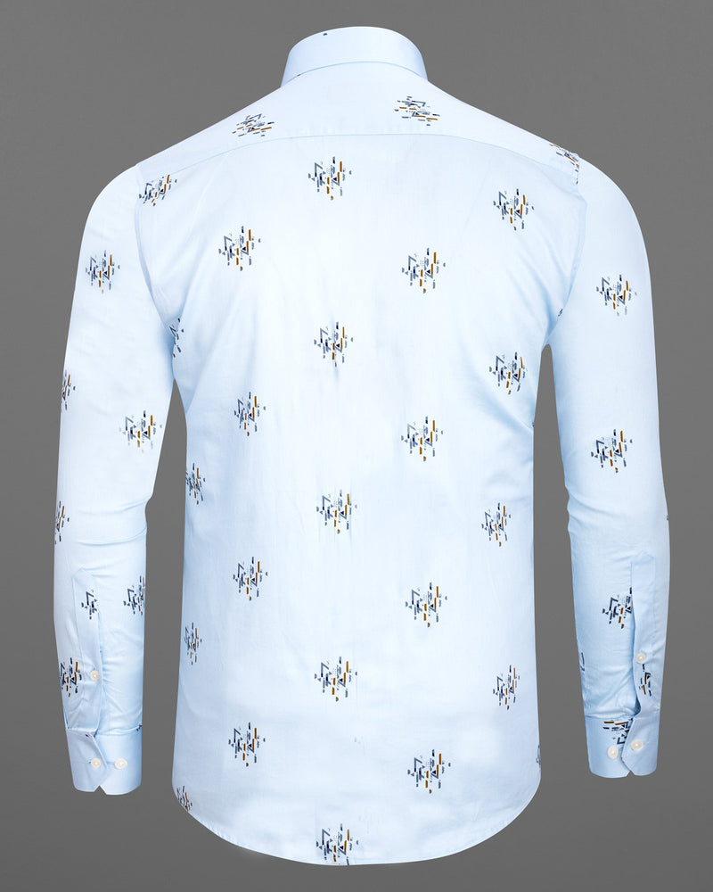Sky Blue Geographic Printed Super Soft Premium Cotton Shirt