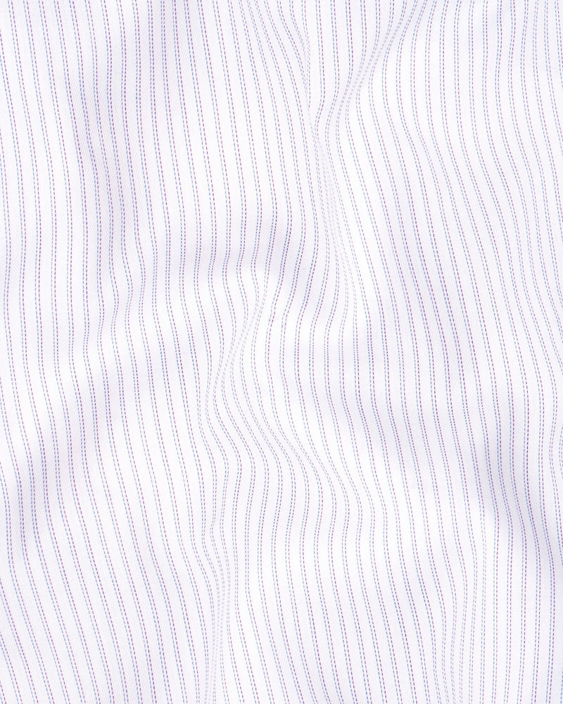 Bright White Striped Twill Premium Cotton Shirt