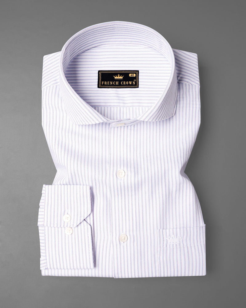 Bright White Striped Twill Premium Cotton Shirt