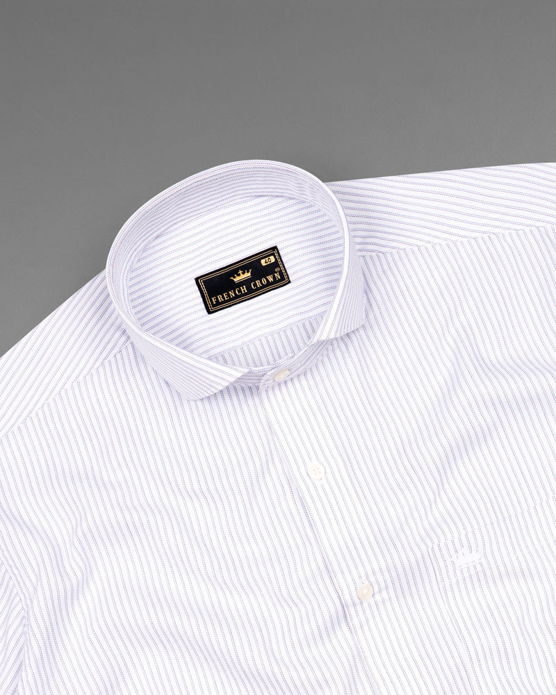 Bright White Striped Twill Premium Cotton Shirt