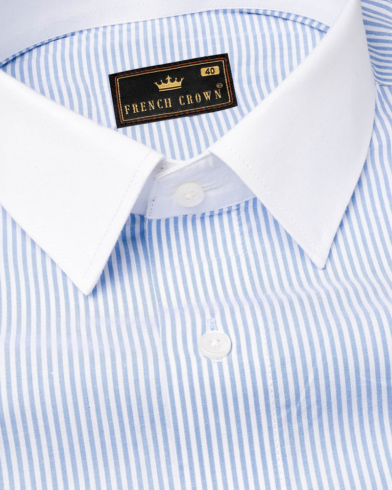 Ship Cove with White Collar Striped Premium Cotton Shirt