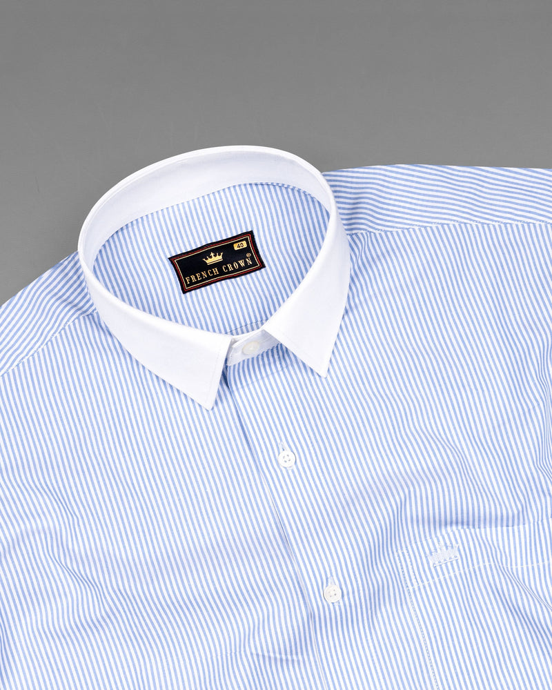 Ship Cove with White Collar Striped Premium Cotton Shirt