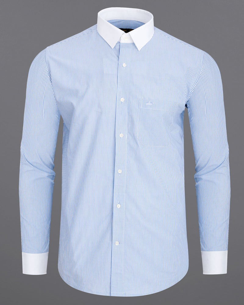 Ship Cove with White Collar Striped Premium Cotton Shirt