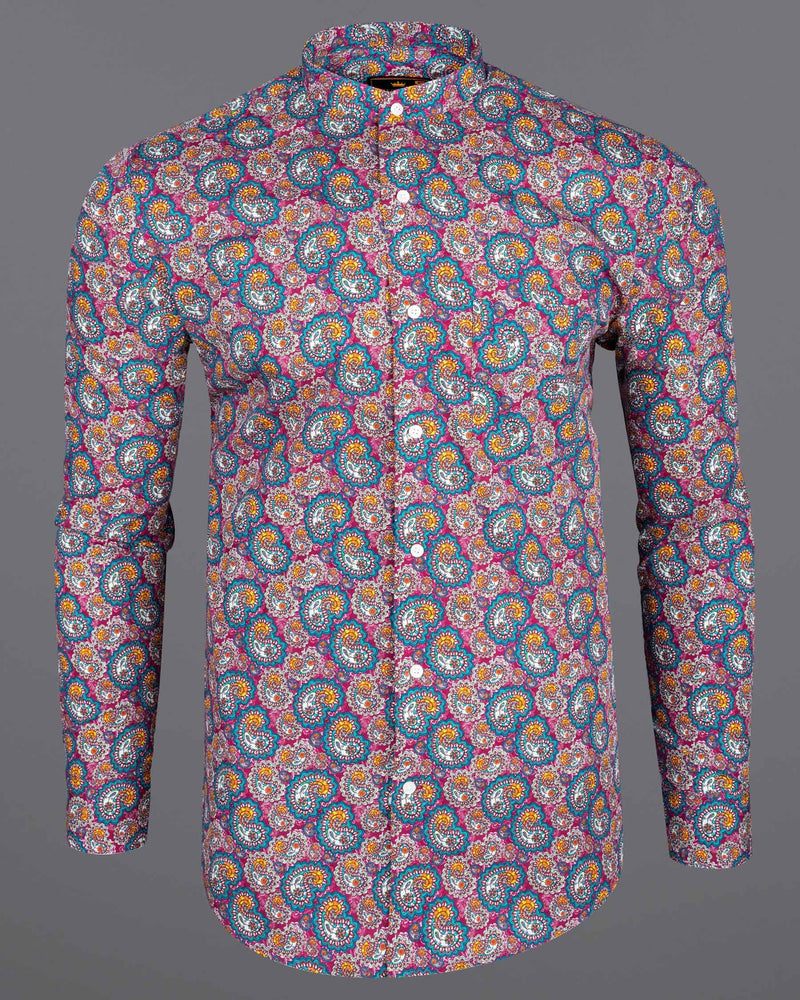 Ethnic inspired Pink Paisley Printed Premium Cotton Shirt