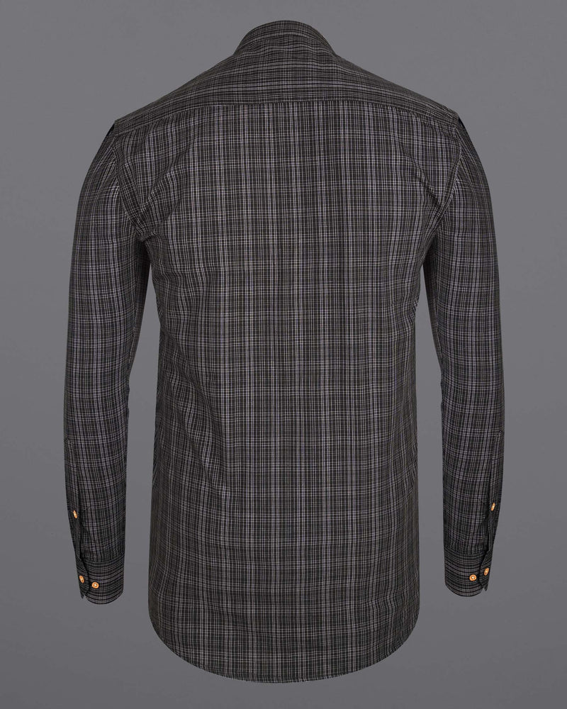 Jade Black Checkered Premium Cotton Kurta Shirt