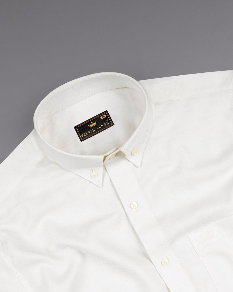 Off White Dobby Textured Premium Giza Cotton Shirt