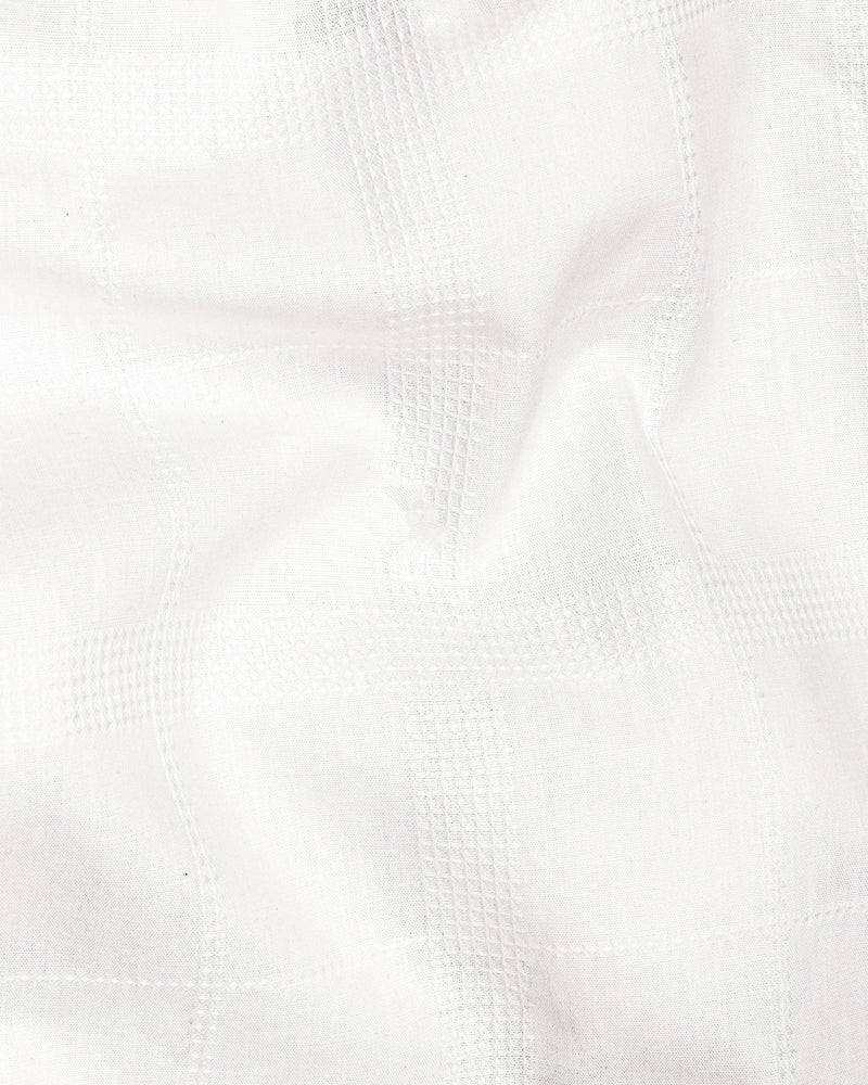 Bright White Dobby Textured Premium Giza Cotton Shirt