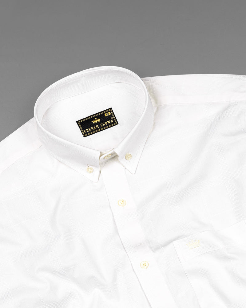 Bright White Dobby Textured Premium Giza Cotton Shirt