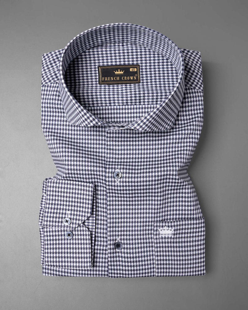 Bleached Cedar Checkered Dobby Textured Premium Giza Cotton Shirt