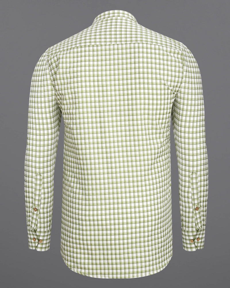 Dingley Green Checkered Dobby Textured Premium Giza Cotton Shirt