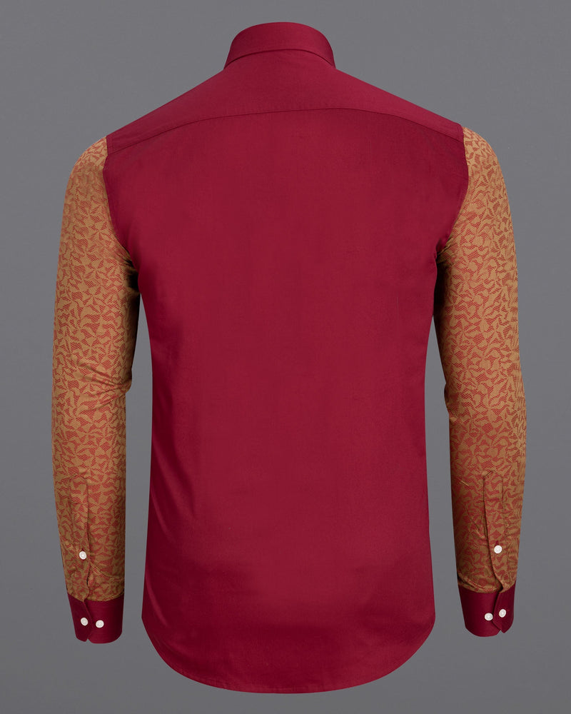 Claret Red with Antique Brass Super Soft Premium Cotton Designer Shirt