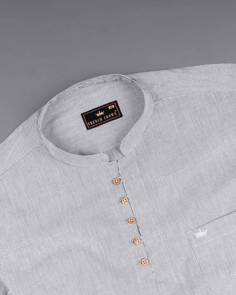 Wenge Gray Pin Striped Premium Cotton Kurta Shirt