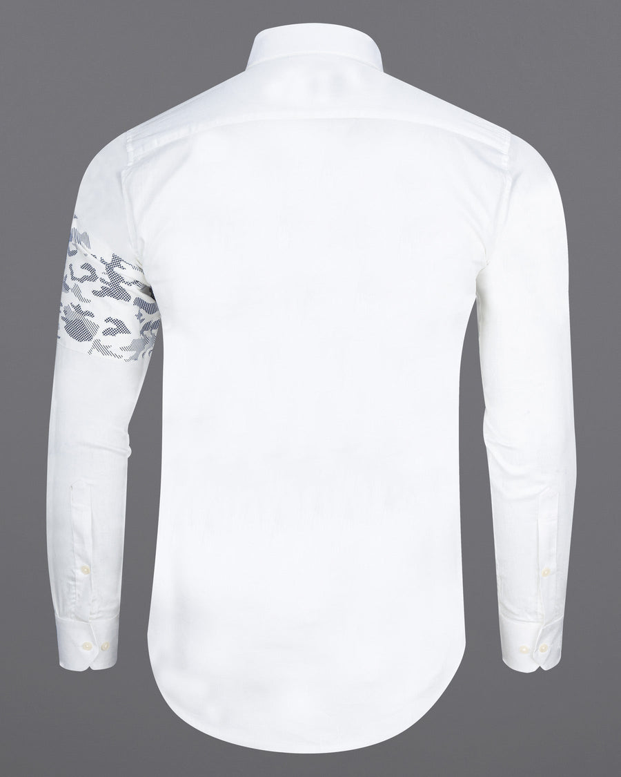 Bright White Camo Patchwork Super Soft Premium Cotton Designer Shirt