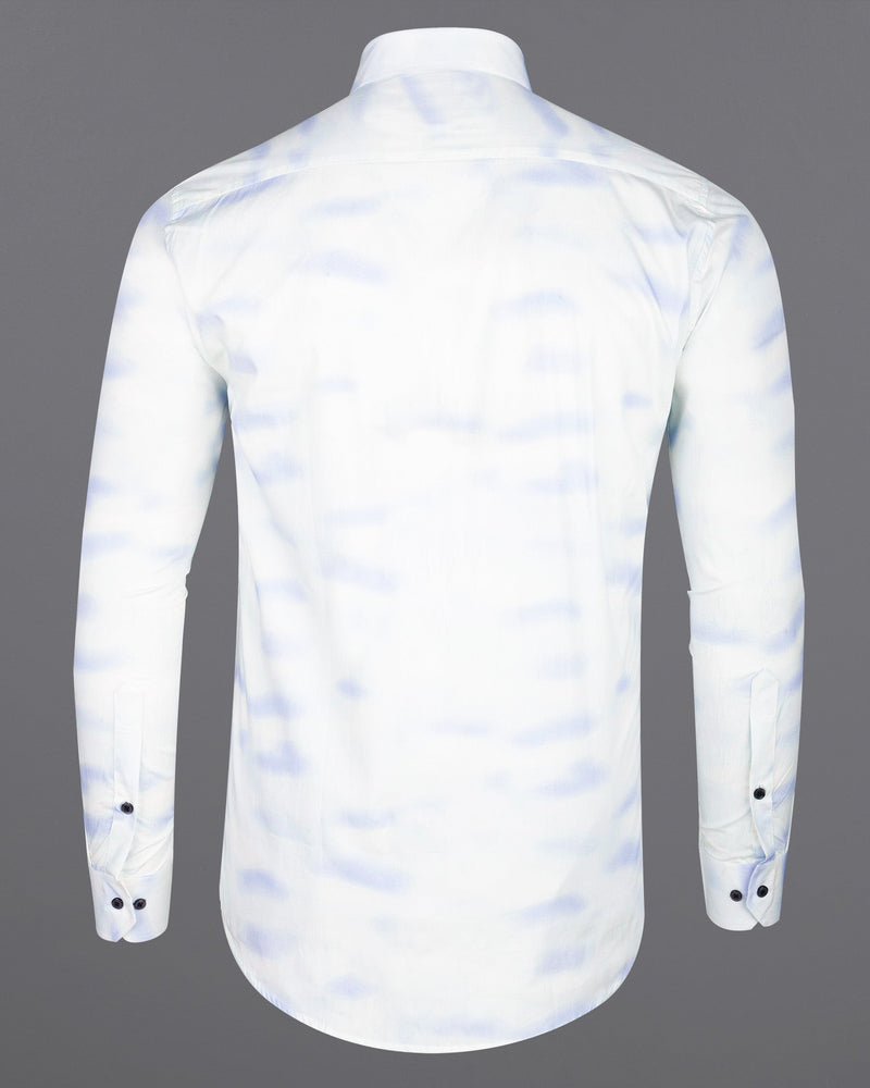 Bright White with Jagged Ice Tie Dye Print Premium Cotton Shirt