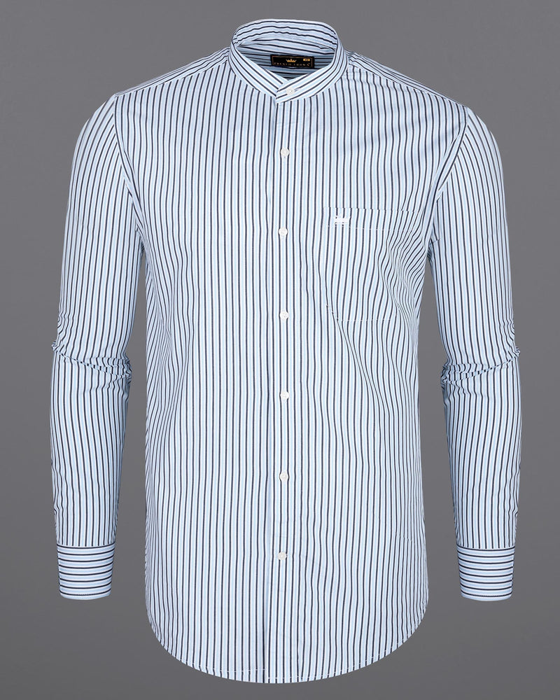 Periwinkle Blue Striped Premium Cotton Shirt