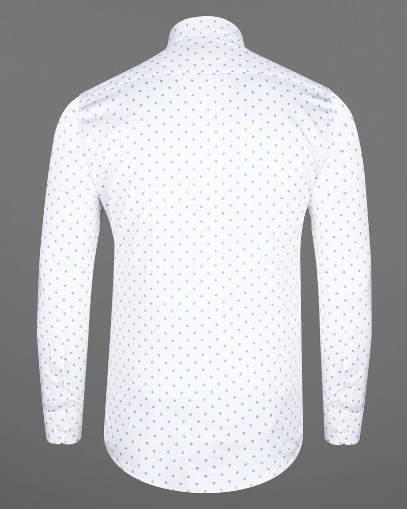 Bright White and Picton Blue Dotted Super Soft Premium Cotton Shirt