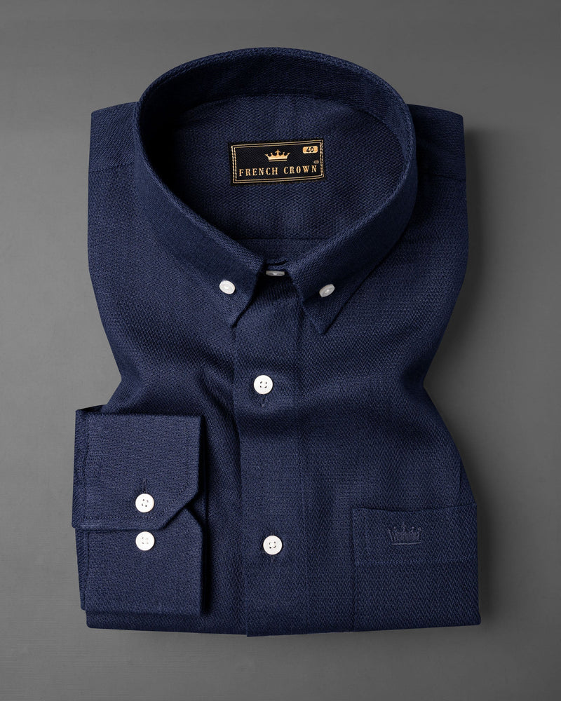 Rhino Blue Dobby Textured Premium Giza Cotton Shirt
