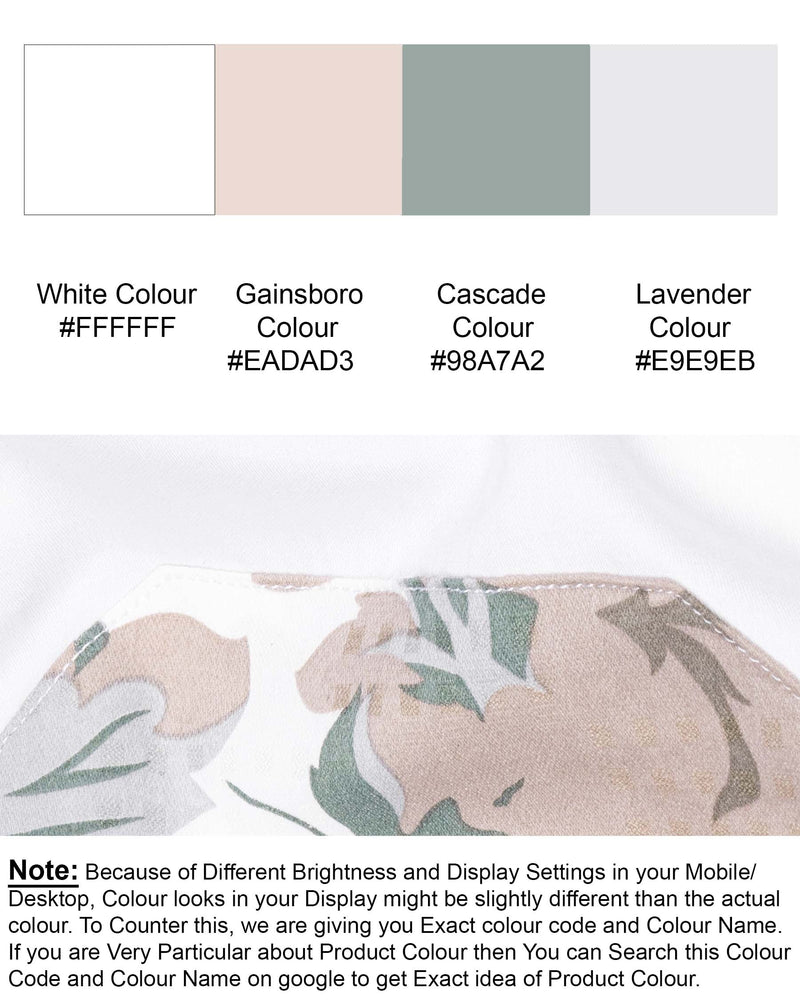 White and Cascade Green Floral Print Super Soft Premium Cotton Shirt