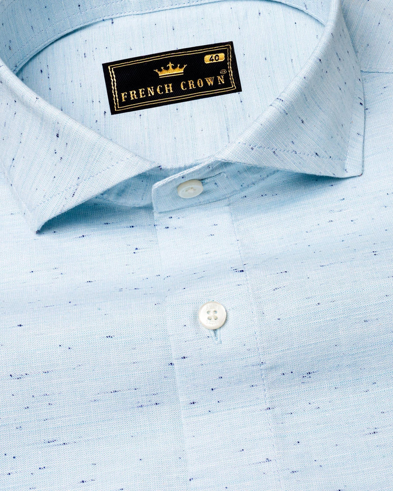 Mercury Blue and Downriver Blue Twill Textured Premium Cotton Shirt