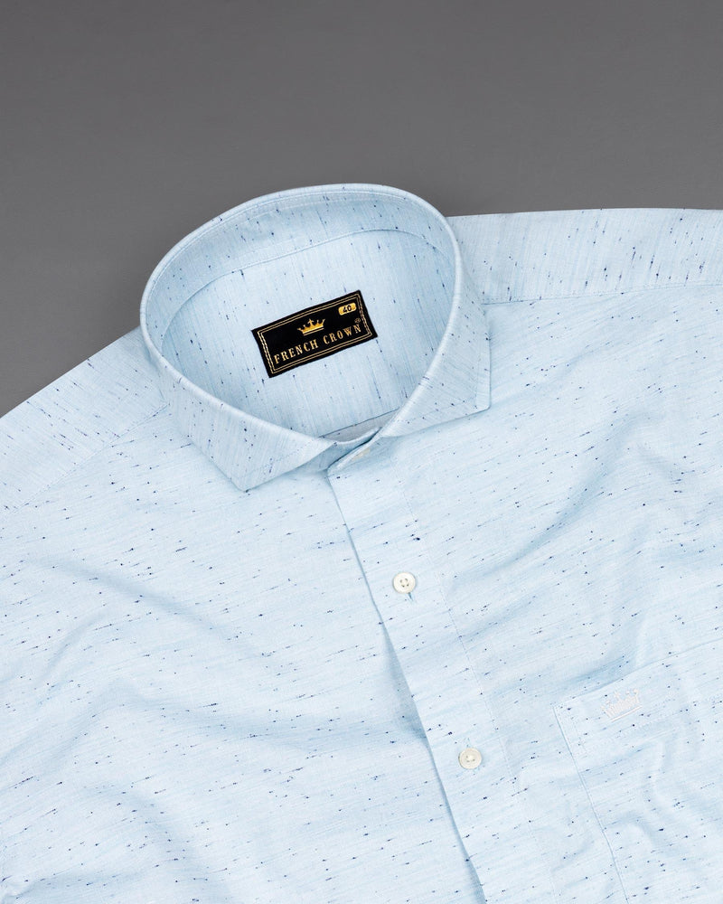 Mercury Blue and Downriver Blue Twill Textured Premium Cotton Shirt