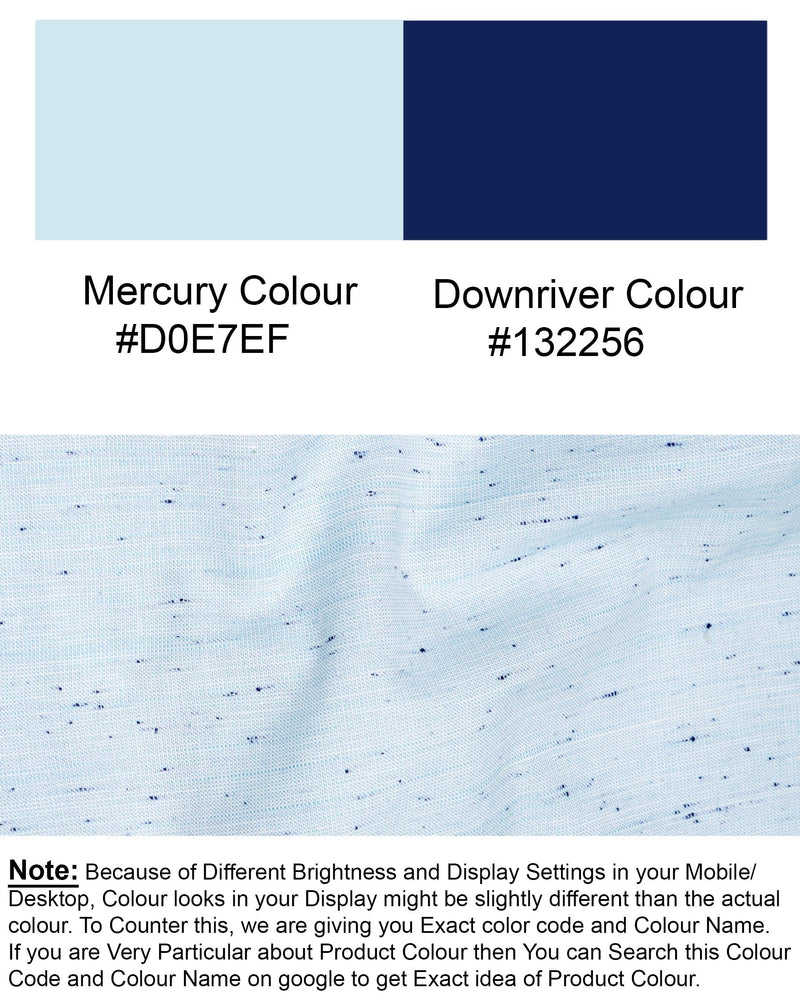 Mercury Blue and Downriver Blue Twill Textured Premium Cotton Shirt