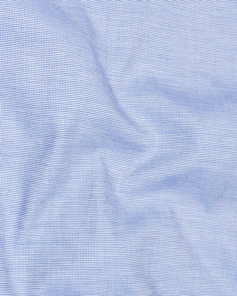 Powder Blue Dobby Textured Premium Cotton Shirt