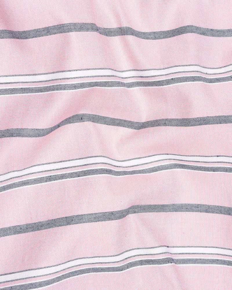 Kawaii Pink and Cadet Grey Striped Oxford Shirt