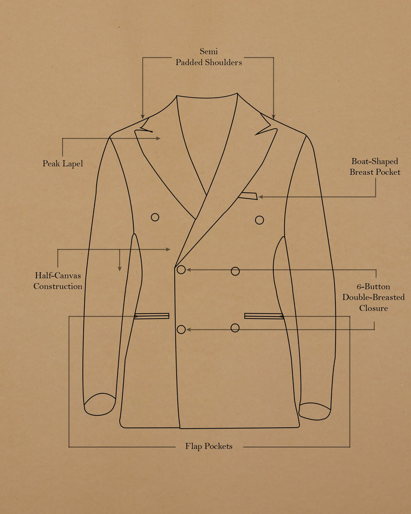 Crocodile Green Heavyweight Premium Cotton Double-Breasted Winter Blazer