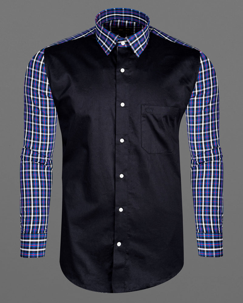 Jade Black with Plaid Premium Cotton Designer Shirt