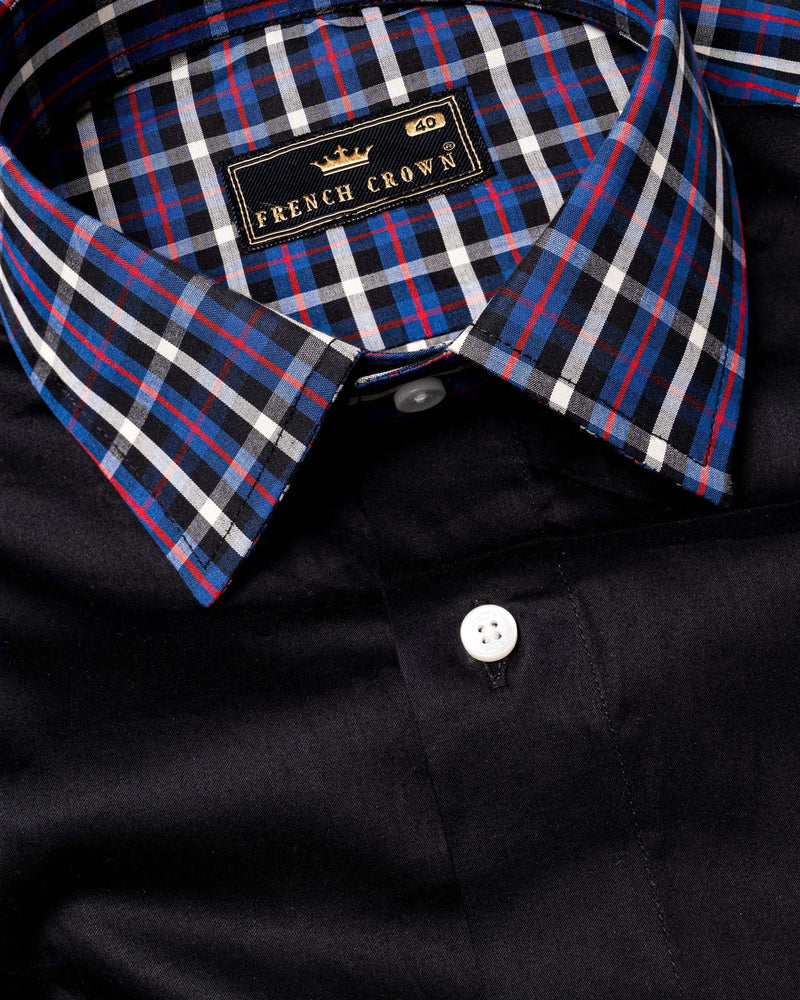 Jade Black with Plaid Premium Cotton Designer Shirt