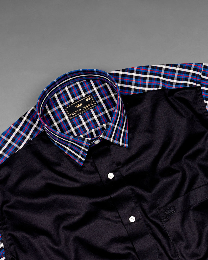 Jade Black with Plaid Premium Cotton Designer Shirt