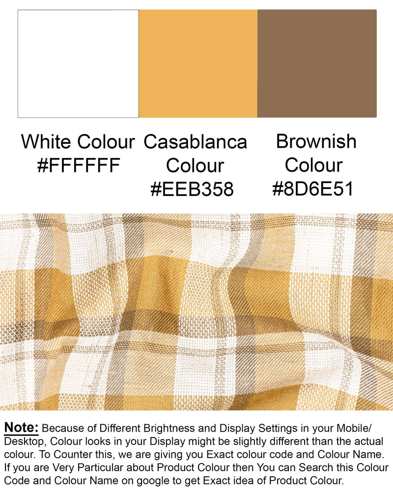Casablanca Brown with Bright White Plaid Dobby Textured Premium Giza Cotton Shirt