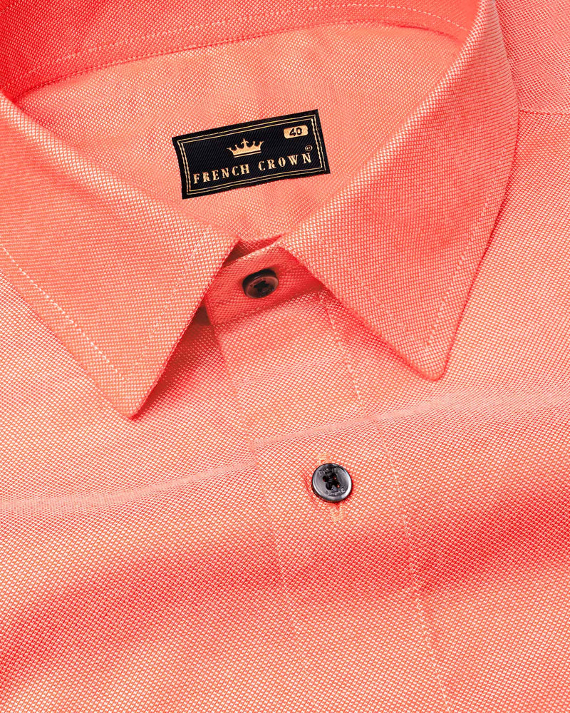 Light Salmon Dobby Textured Premium Giza Cotton Shirt