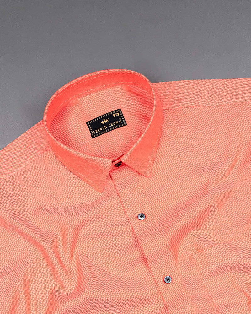 Light Salmon Dobby Textured Premium Giza Cotton Shirt