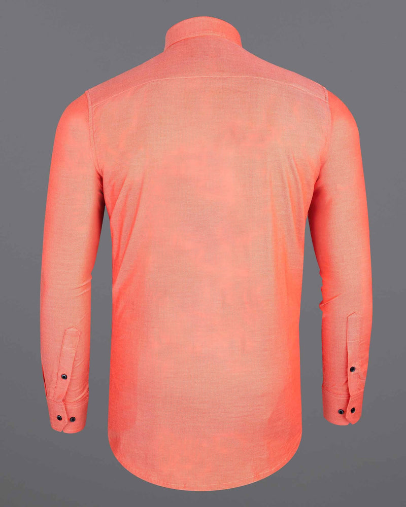 Light Salmon Dobby Textured Premium Giza Cotton Shirt