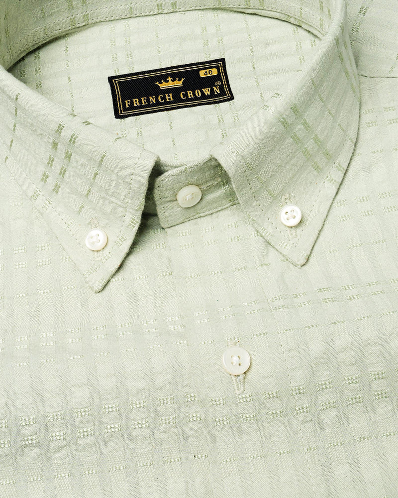 Pearl Bush with Pale Oyster Striped Seersucker Giza Cotton Shirt