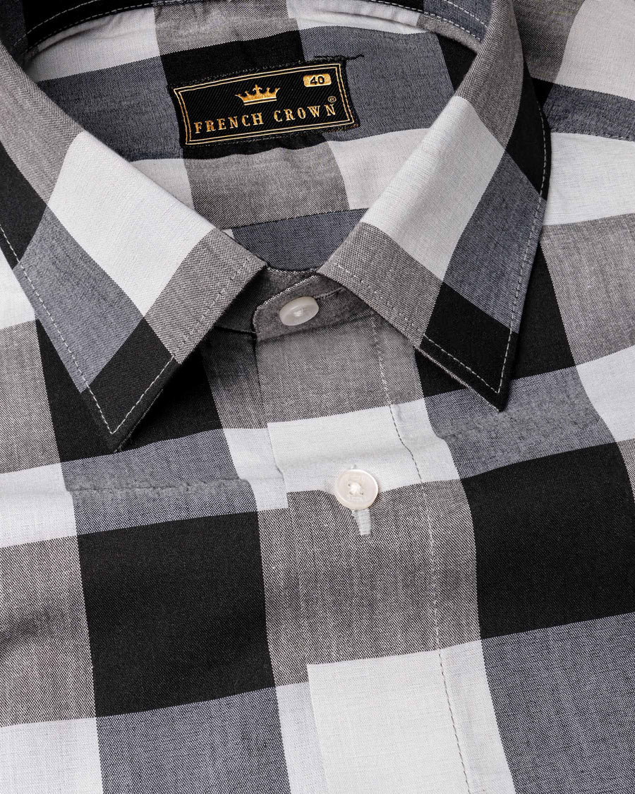 Jade Black and White Checked Premium Cotton Designer Shirt