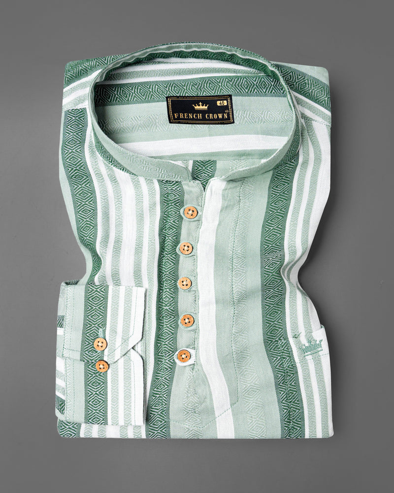 Surf Crest Green with Bright White Kurta Shirt