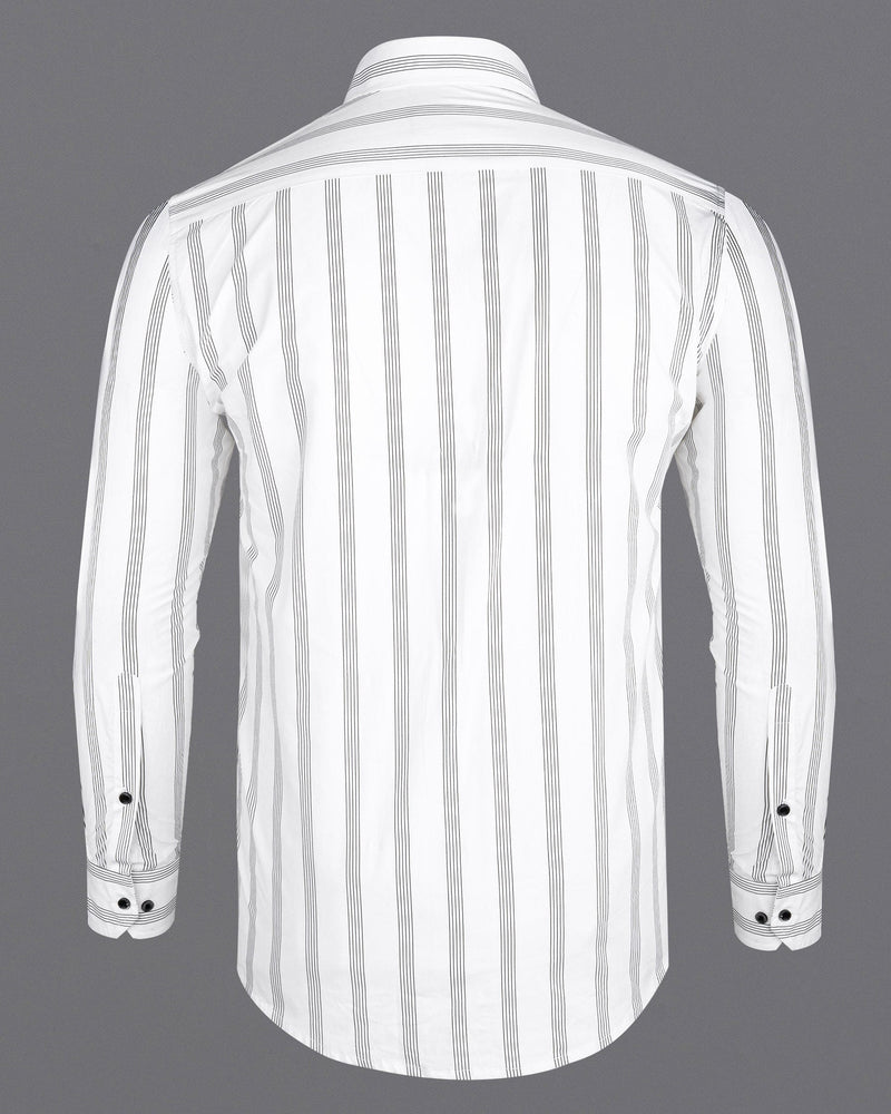 Bright White Striped Twill Premium Cotton Shirt