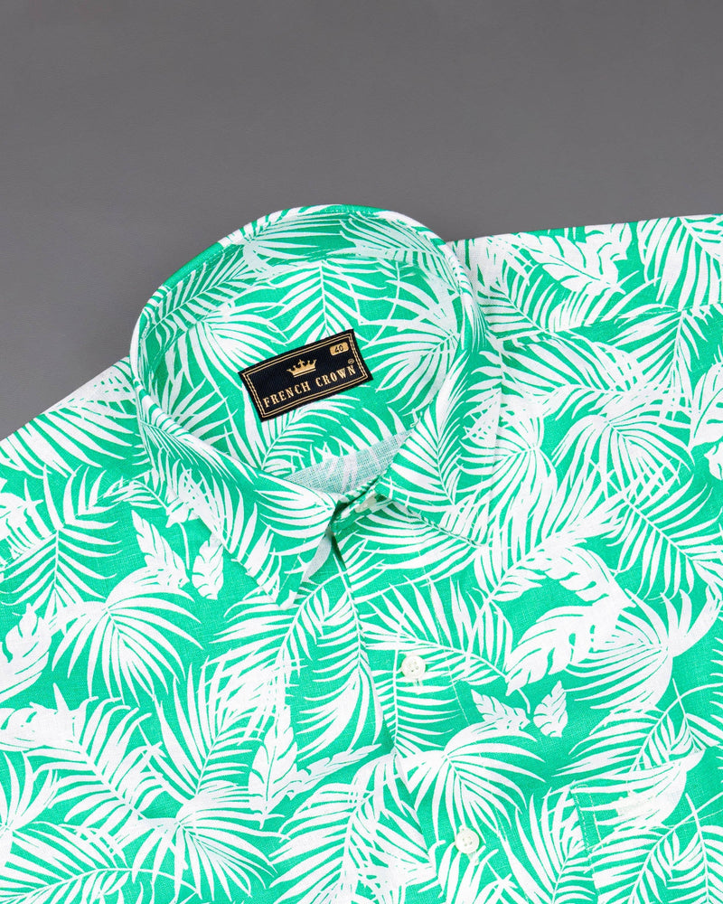 Aqua Tropical fabric Printed Luxurious Linen Shirt
