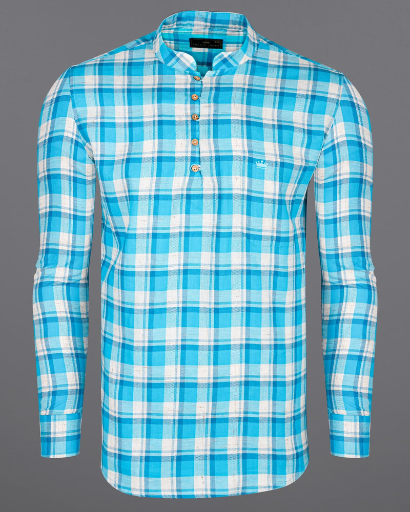 Cerulean Blue and Bright White Plaid Twill Premium Cotton Kurta Shirt 7043-KS-38, 7043-KS-H-38, 7043-KS-39, 7043-KS-H-39, 7043-KS-40, 7043-KS-H-40, 7043-KS-42, 7043-KS-H-42, 7043-KS-44, 7043-KS-H-44, 7043-KS-46, 7043-KS-H-46, 7043-KS-48, 7043-KS-H-48, 7043-KS-50, 7043-KS-H-50, 7043-KS-52, 7043-KS-H-52