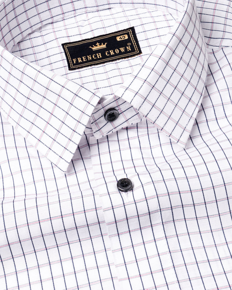 Bright White Checkered Premium Cotton Shirt 7048-BLK-38, 7048-BLK-H-38, 7048-BLK-39, 7048-BLK-H-39, 7048-BLK-40, 7048-BLK-H-40, 7048-BLK-42, 7048-BLK-H-42, 7048-BLK-44, 7048-BLK-H-44, 7048-BLK-46, 7048-BLK-H-46, 7048-BLK-48, 7048-BLK-H-48, 7048-BLK-50, 7048-BLK-H-50, 7048-BLK-52, 7048-BLK-H-52