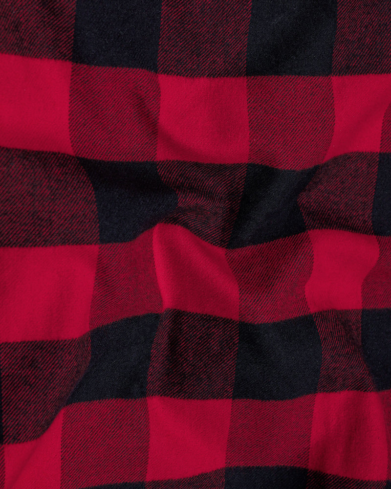 Cardinal Red and Jade Black Flannel Overshirt