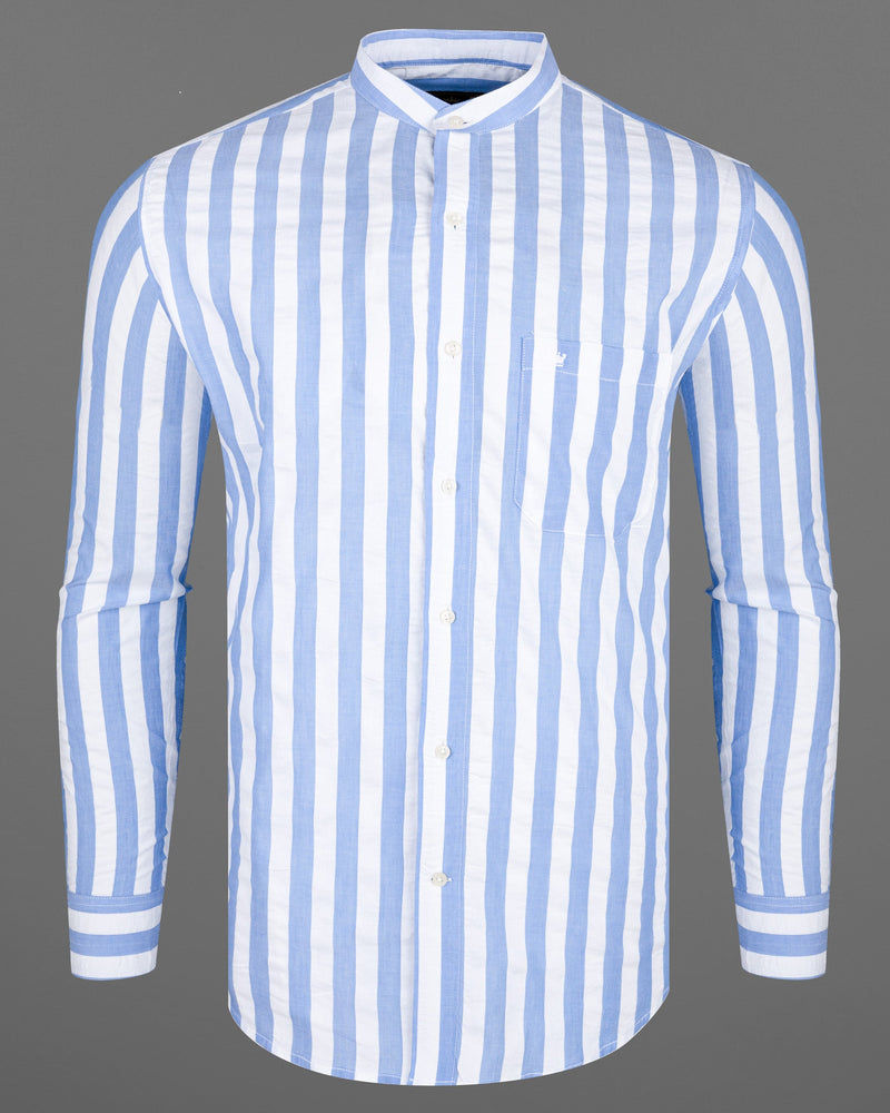 Bright White and Casper Blue Striped Premium Cotton Shirt 7059-M-38,7059-M-38,7059-M-39,7059-M-39,7059-M-40,7059-M-40,7059-M-42,7059-M-42,7059-M-44,7059-M-44,7059-M-46,7059-M-46,7059-M-48,7059-M-48,7059-M-50,7059-M-50,7059-M-52,7059-M-52