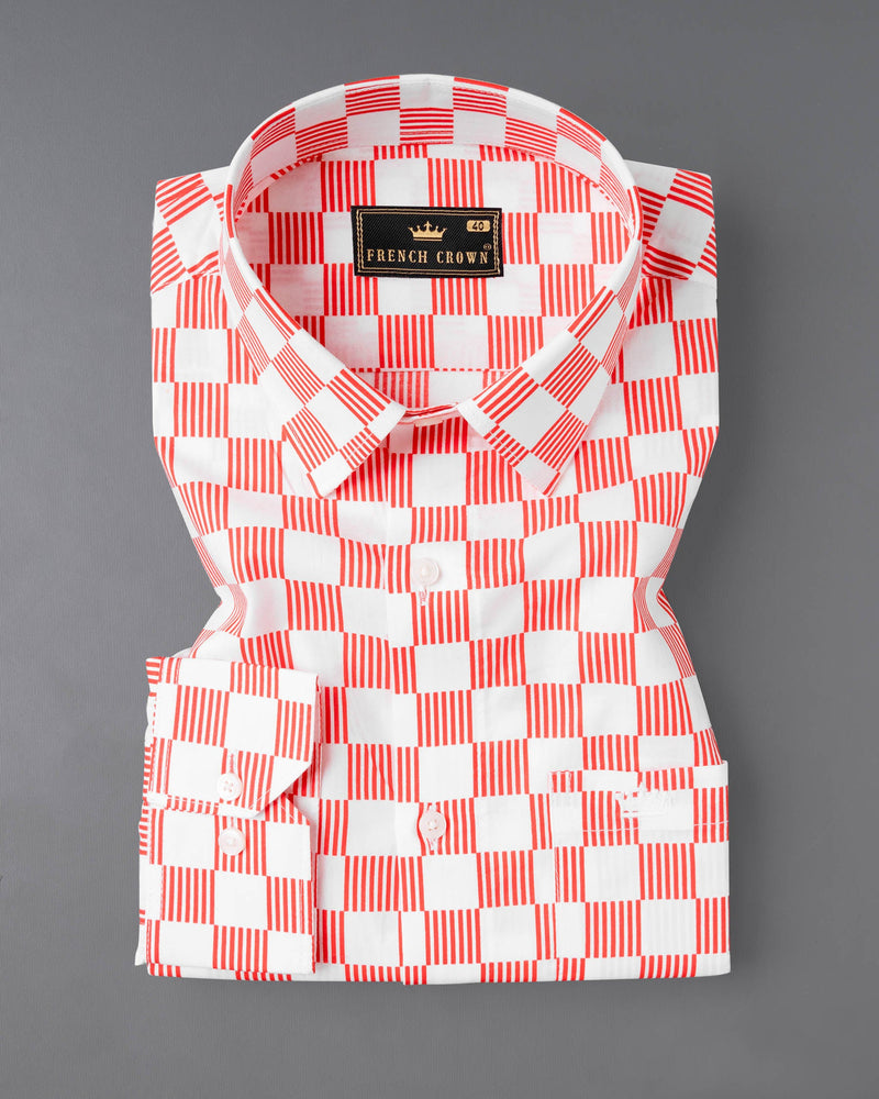 Bright White and Flame Pea Striped Premium Cotton Shirt 7078-38,7078-38,7078-39,7078-39,7078-40,7078-40,7078-42,7078-42,7078-44,7078-44,7078-46,7078-46,7078-48,7078-48,7078-50,7078-50,7078-52,7078-52