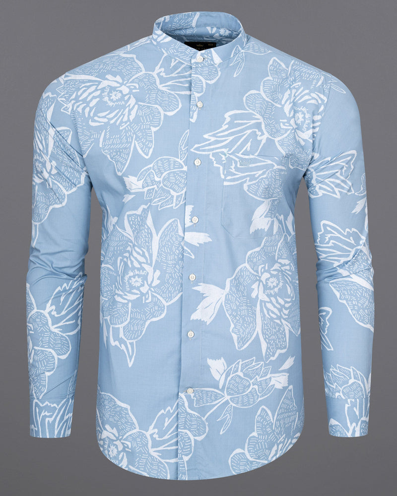 Cloudy Blue Hibiscus Flowers Printed Premium Cotton Shirt 7100-M-38,7100-M-38,7100-M-39,7100-M-39,7100-M-40,7100-M-40,7100-M-42,7100-M-42,7100-M-44,7100-M-44,7100-M-46,7100-M-46,7100-M-48,7100-M-48,7100-M-50,7100-M-50,7100-M-52,7100-M-52