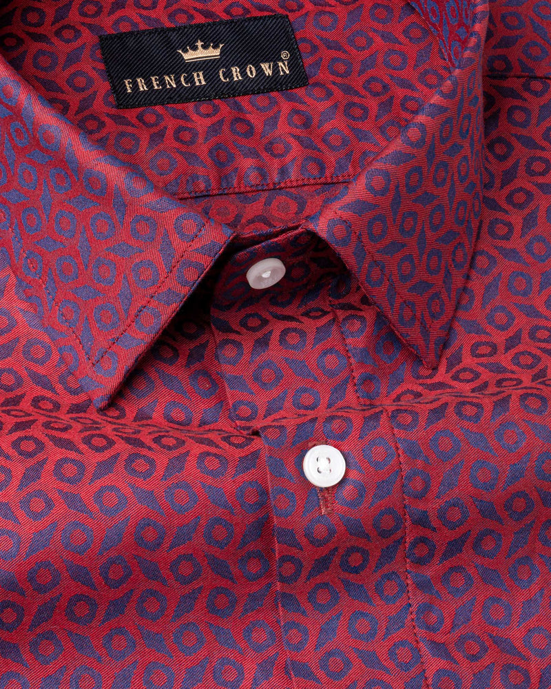 Mulberry Red Printed Jacquard Textured Premium Giza Cotton Shirt 7133-38,7133-H-38,7133-39,7133-H-39,7133-40,7133-H-40,7133-42,7133-H-42,7133-44,7133-H-44,7133-46,7133-H-46,7133-48,7133-H-48,7133-50,7133-H-50,7133-52,7133-H-52