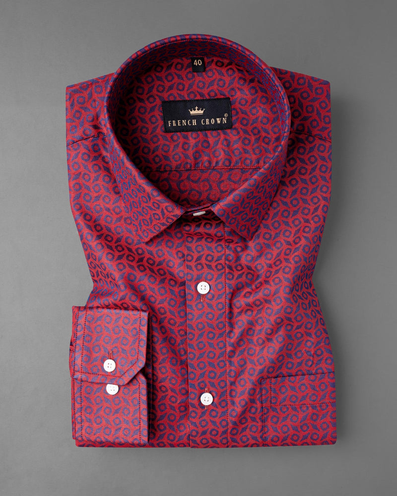 Mulberry Red Printed Jacquard Textured Premium Giza Cotton Shirt 7133-38,7133-H-38,7133-39,7133-H-39,7133-40,7133-H-40,7133-42,7133-H-42,7133-44,7133-H-44,7133-46,7133-H-46,7133-48,7133-H-48,7133-50,7133-H-50,7133-52,7133-H-52