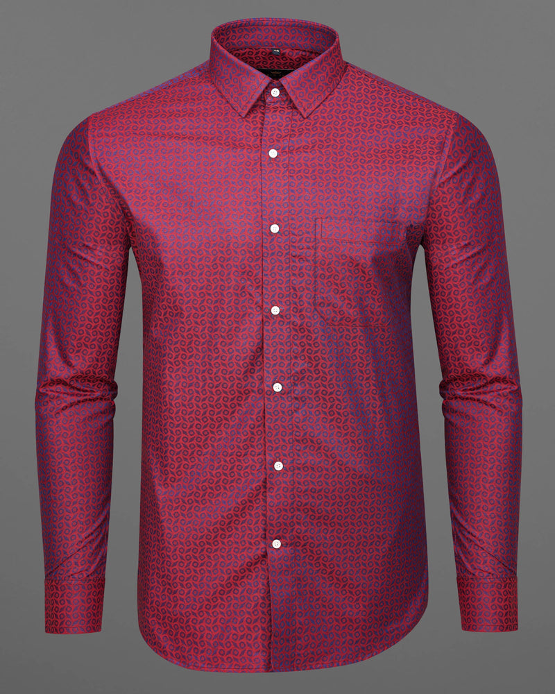 Mulberry Red Printed Jacquard Textured Premium Giza Cotton Shirt 7133-38,7133-H-38,7133-39,7133-H-39,7133-40,7133-H-40,7133-42,7133-H-42,7133-44,7133-H-44,7133-46,7133-H-46,7133-48,7133-H-48,7133-50,7133-H-50,7133-52,7133-H-52